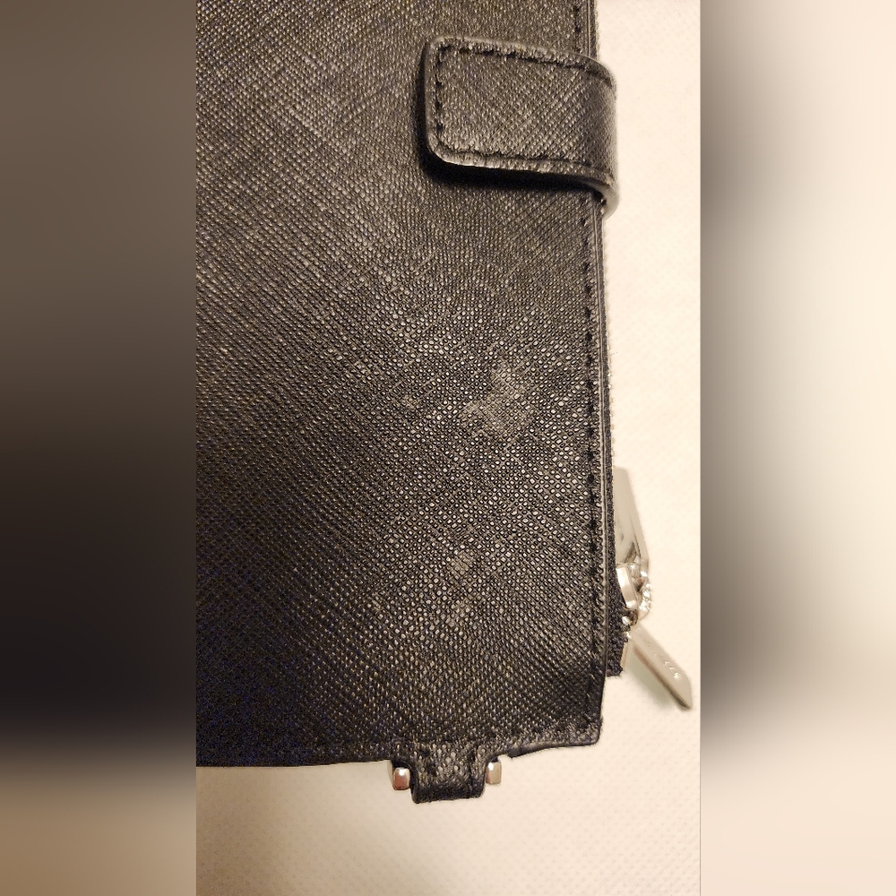 NWOT Michael Kors Jet Set Travel Double zip wristlet Leather wallet Black Silver - Picture 15 of 15
